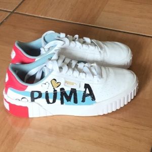 PUMA CALI NOVELTY GRADE-SCHOOL WHITE/HOT PINK-AQUA